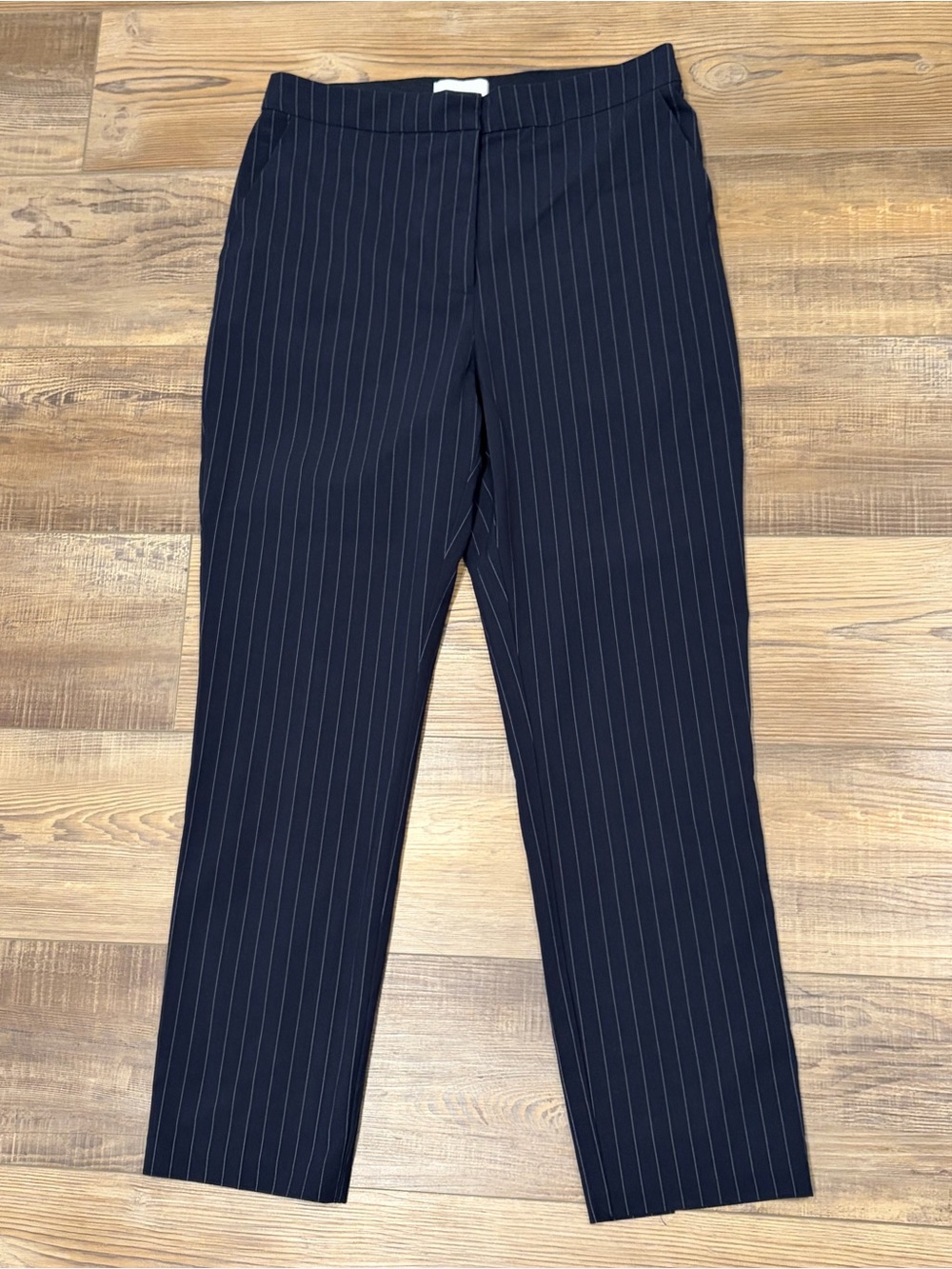 Nordstrom Navy Pinstripe Cropped Straight Pants inseam 27” high rise